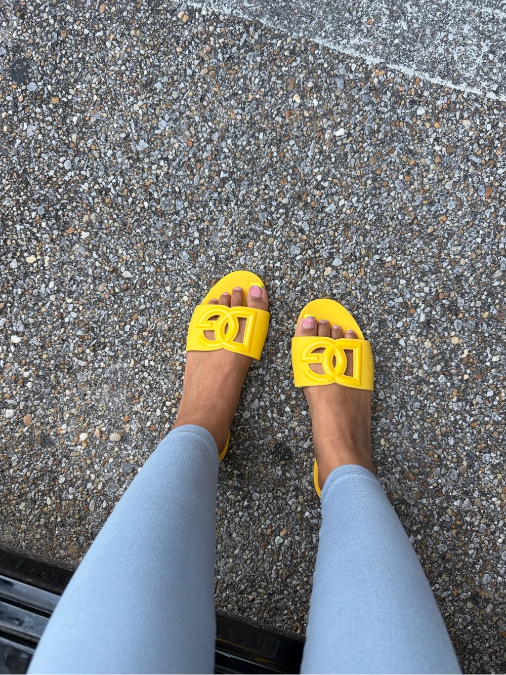 Dolce & Gabbana Yellow Logo Slide Sandals for Women